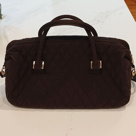 Vera Bradley Boston Expresso Brown Quilted Satchel/Crossbody Bag - Picture 3 of 10